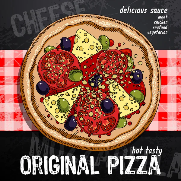 Gorąca pizza reklama — Wektor stockowy