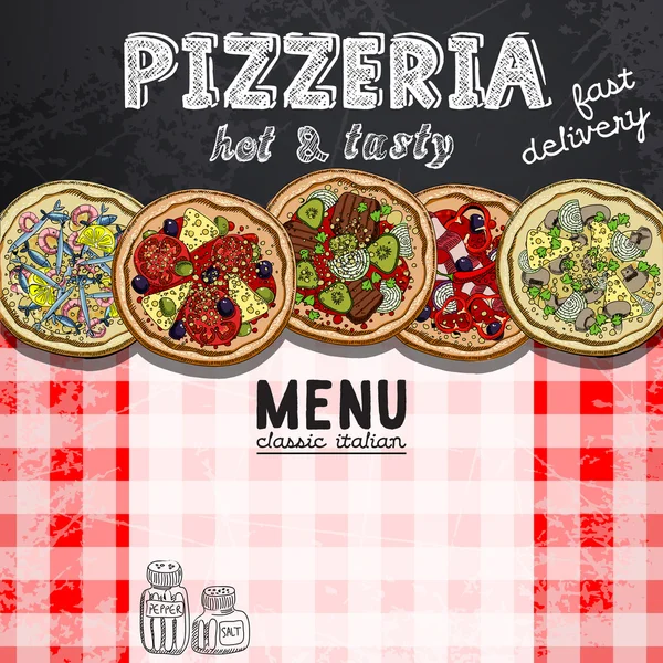 Menyn design i pizzeria — Stock vektor