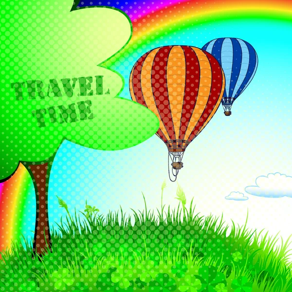Balonla yeni yolculuk — Stok Vektör