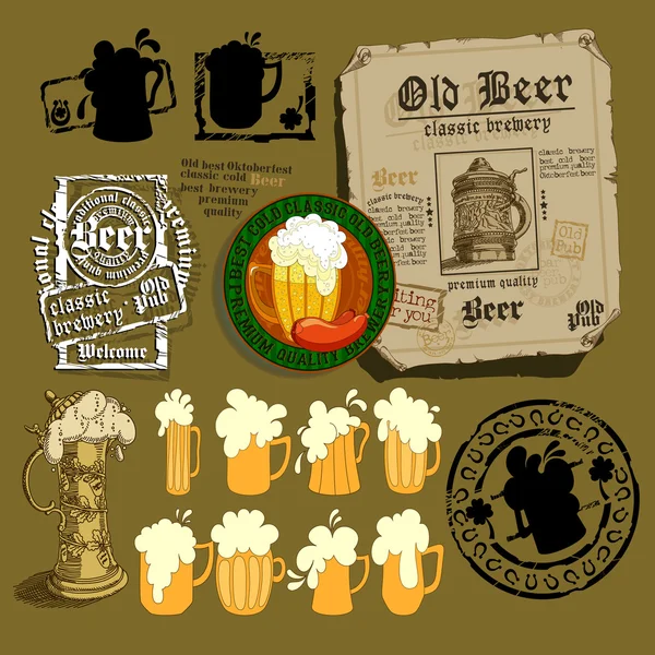 Set von Bier-Elementen — Stockvektor