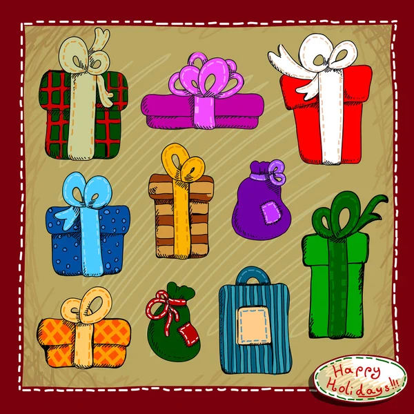 Set of holiday gifts — Stock Vector