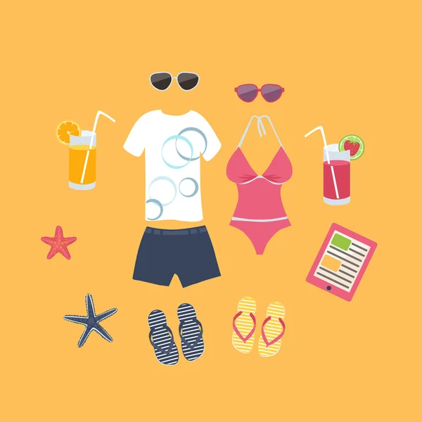 Summer vacation set of icons — Stock Vector