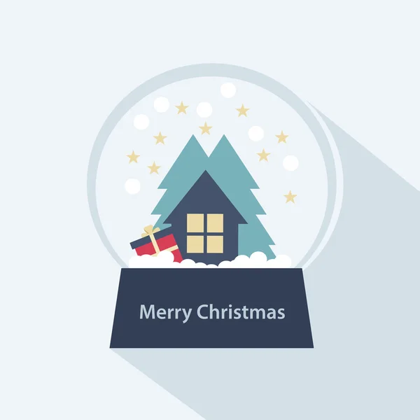 Kleurrijke sneeuw globe Kerstmis pictogram — Wektor stockowy