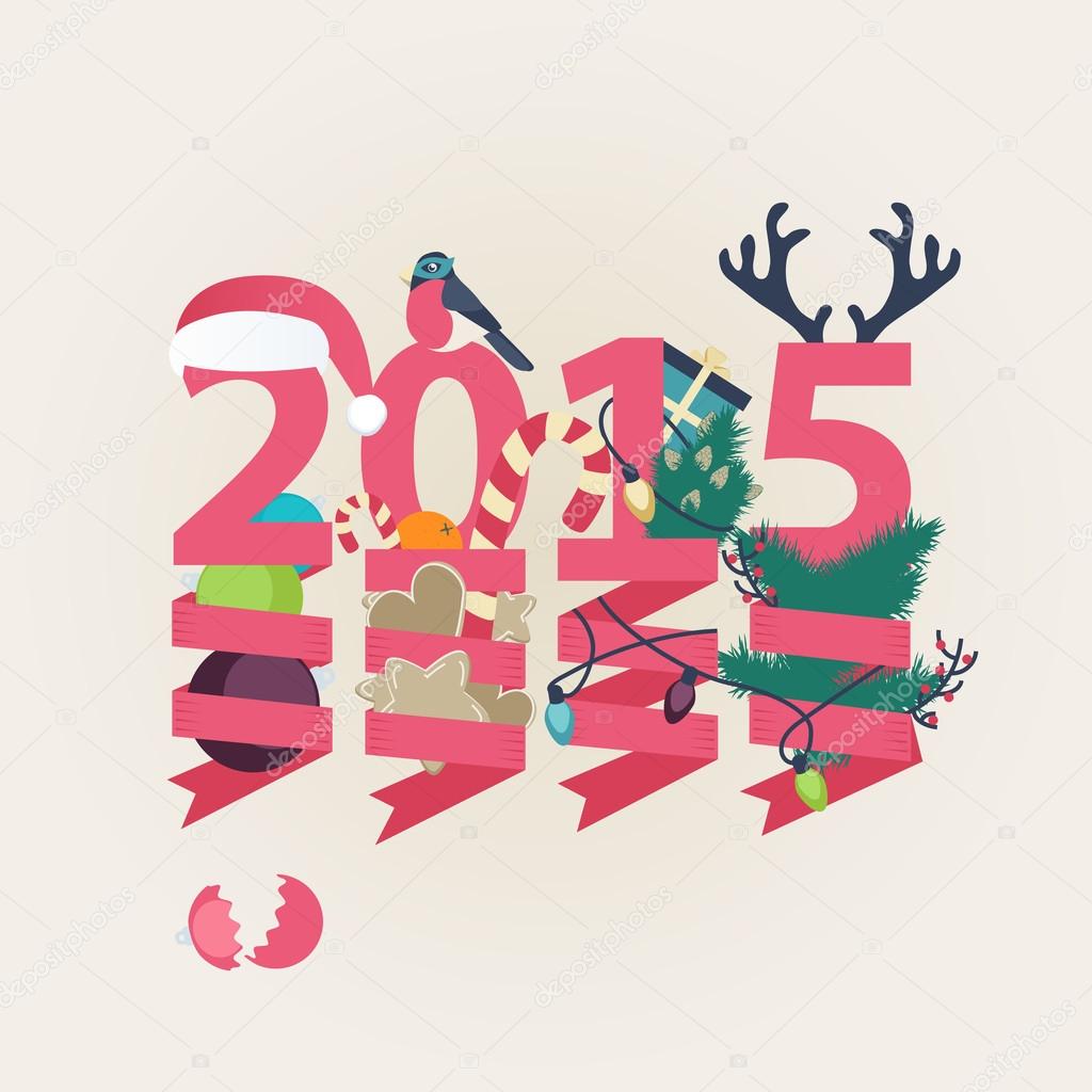 2015 New Year card vector design