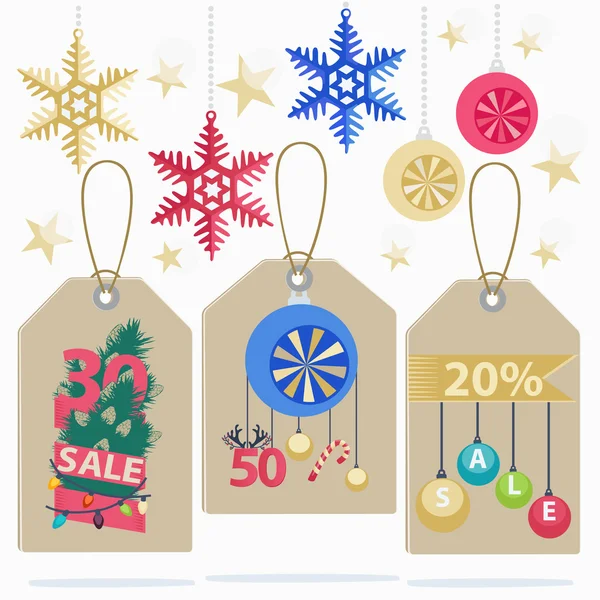 Set of colorful New Year Sale labels — Stock Vector