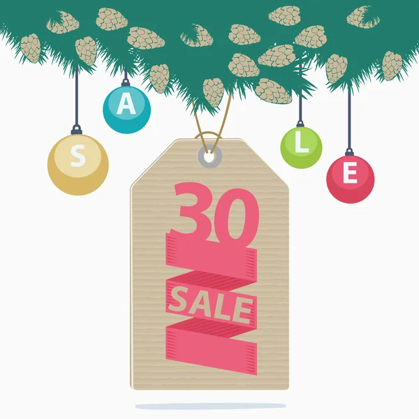 30 per cento di riduzione Natale vendita etichetta — Vettoriale Stock