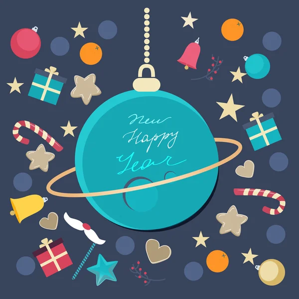 Feliz año nuevo diseño de la tarjeta festiva — Vector de stock