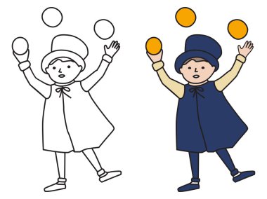 Hokkabaz çocuğun şablonu ile Cartooned grafiği