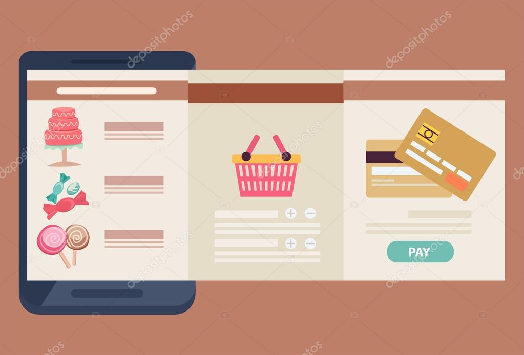 Purchasing sweets online concept