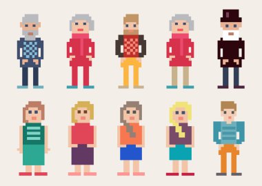 Farklı piksel insanlar büyük set