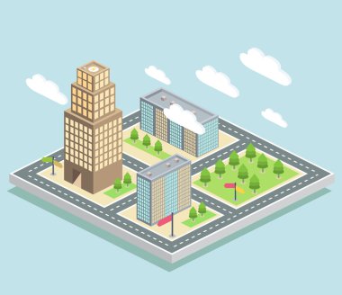 izometrik görünümü, şehir