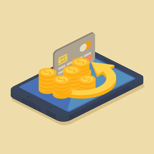 Mobile money ou concept de banque en ligne — Image vectorielle