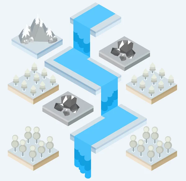 Een weergave van een waterval en de omgeving — Stockvector