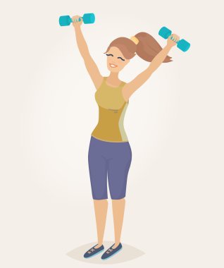 Bir kadın sabah egzersizleri yapıyor