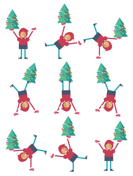 A Christmas elf doing a somersault — Stock Vector