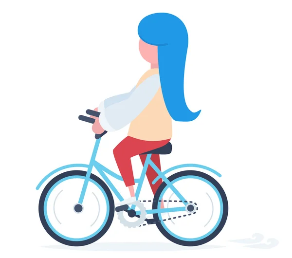 Una chica con una bicicleta — Vector de stock