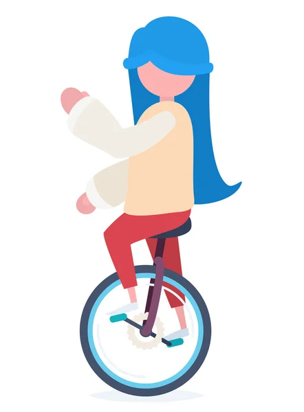 A girl with an unicycle — Stock Vector