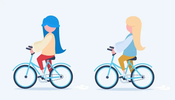 Duas meninas andando de bicicleta Vetores De Bancos De Imagens Sem Royalties