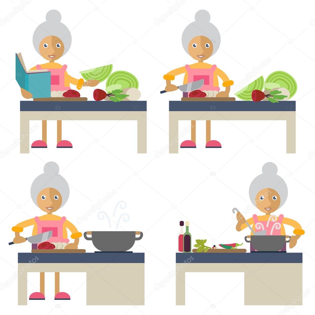 An old woman cooking