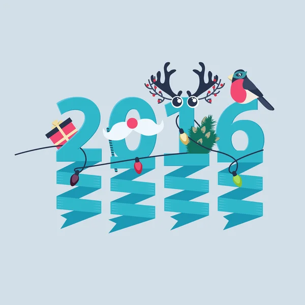 2016 yeni yıl tebrik kartı tasarımı — Stok Vektör
