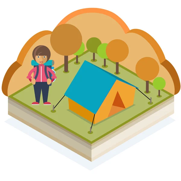 Camping d'automne, illustration vectorielle . — Image vectorielle