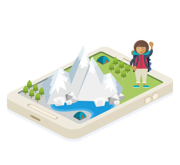 App mobile per viaggiare e campeggiare — Vettoriale Stock