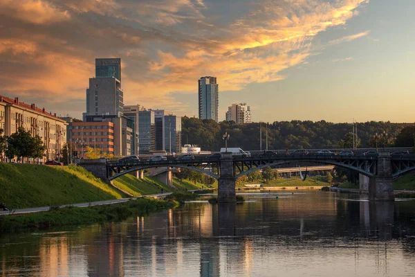 Vilnius Lituania Settembre 2020 Moderno Distretto Edifici Uffici Sulla Riva — Foto Stock