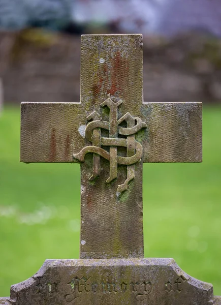 Carved Ihs Monogram Headstone Cross Graveyard Stratford Avon United Kingdom — Stock Photo, Image