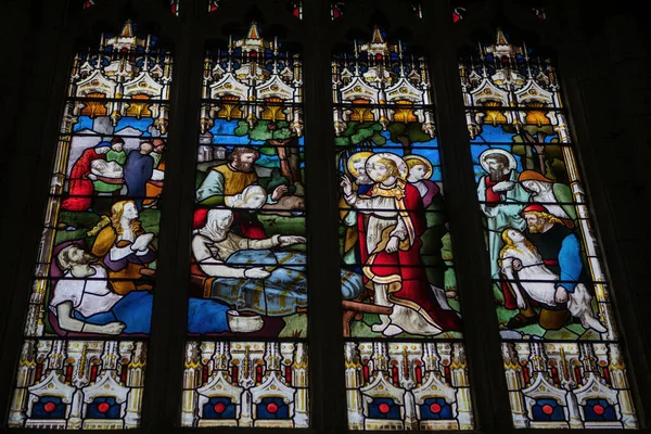 Stratford Avon April 2018 Stained Glass Holy Trinity Church Shakespeare — стоковое фото