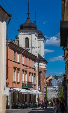 Vilnius, Litvanya - 14 Mayıs 2017: Vilnius, Litvanya 'da Kutsal Merhamet Sığınağı.