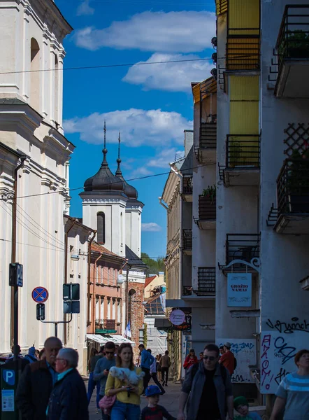 Vilnius Litouwen Mei 2017 Drukke Straat Met Het Heiligdom Van — Stockfoto