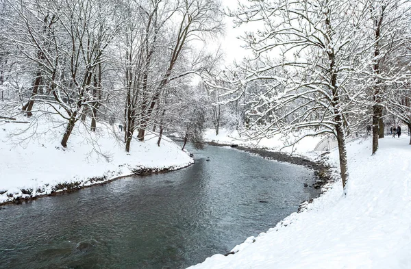Río Vilnia Vilna Lituania Durante Temporada Invierno — Foto de Stock