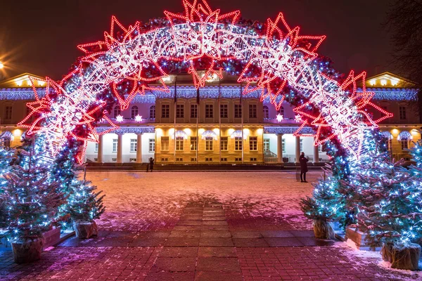 Vilnius Litauen Dezember 2020 Nachtaufnahme Des Präsidentenpalastes Vilnius Litauen Schön — Stockfoto