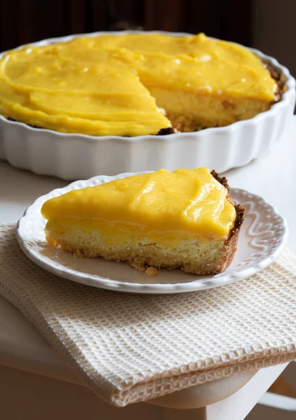 Lemon Curd Cheese Cake Ketogenic Dessert Sugar Flour — Stock Photo, Image