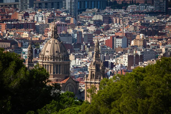 Barcelona Spanien Oktober 2015 Panoramautsikt Över Barcelona Spanien Med Catalunya — Stockfoto