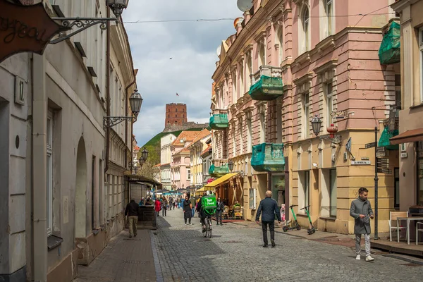 Vilnius Litouwen Mei 2021 Toeristen Lopen Pilies Street Oudste Meest — Stockfoto