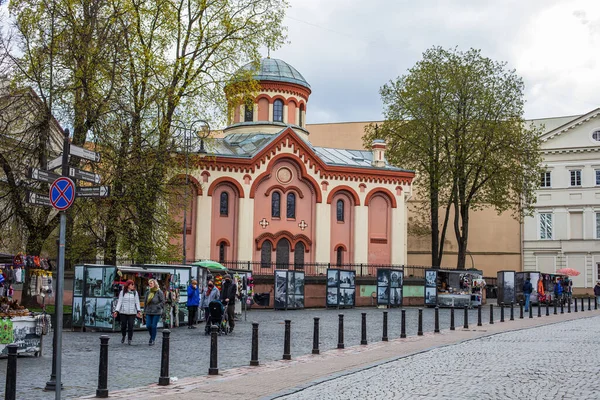 Vilnius Litauen Maj 2021 Paraskeva Kyrka Och Souvenirmarknad Didzioji Street — Stockfoto