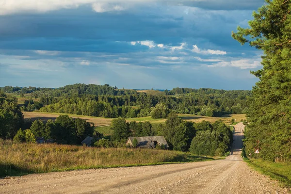 Litvanya Kırsalının Güzel Manzarası Yaz Akşamının Sonlarında — Stok fotoğraf