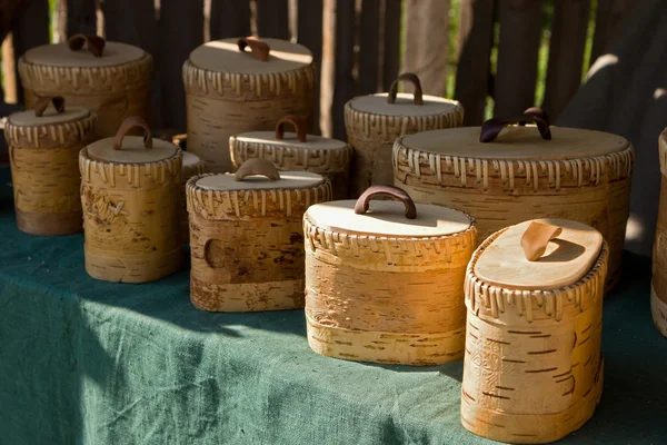 Boxes made from birchbark — Stock Photo, Image