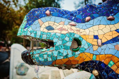Salamander statue in Park Guell, Barcelona clipart