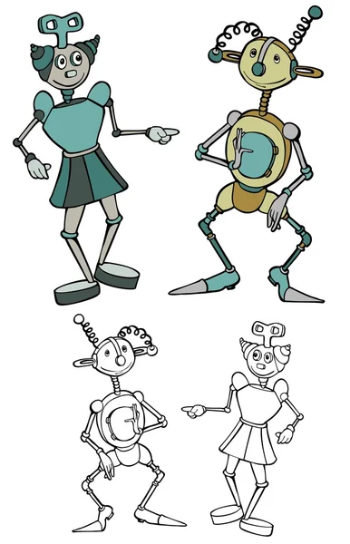 卡通机器人夫妇 — 图库矢量图片