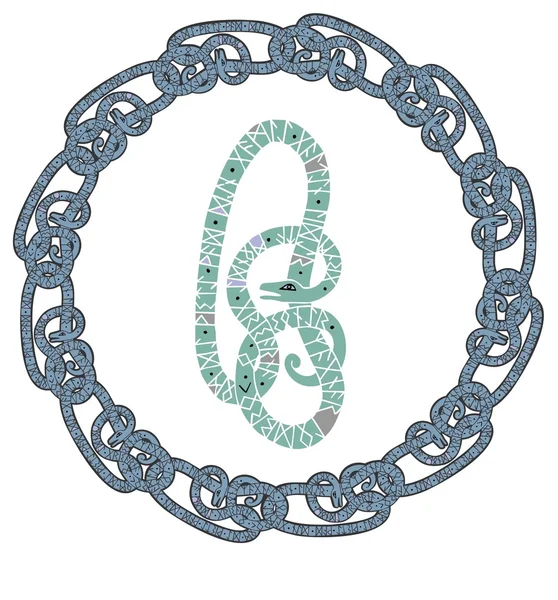 Frontera de serpiente con runas — Vector de stock