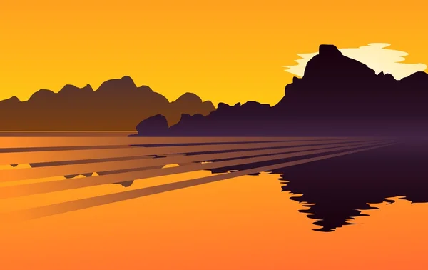 Gouden zonsondergang met water — Stockvector