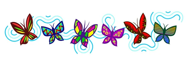 Bailando mariposas de dibujos animados — Vector de stock