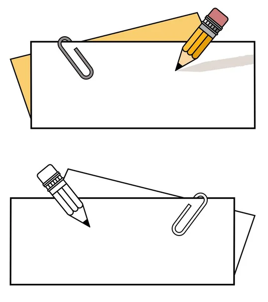 Bleistift Und Papier Bordüre Design Mit Bonus Schwarz Nur Version — Stockvektor