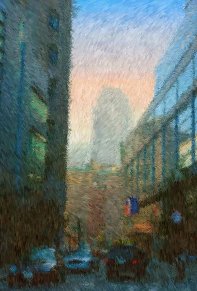 City street with painterly effect