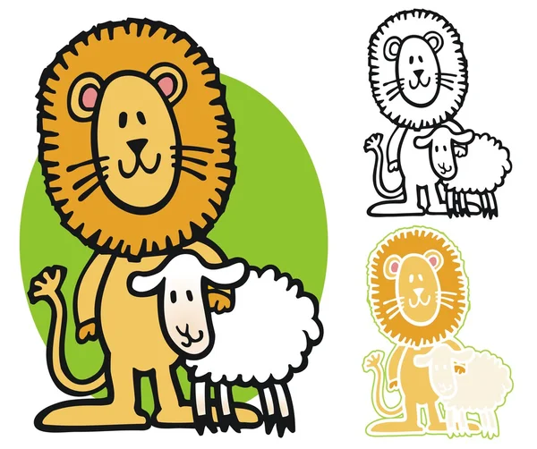 Lion et agneau de mars — Image vectorielle