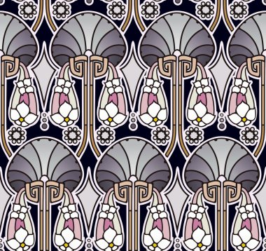 İnci sesi art nouveau duvar kağıdı