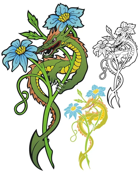 Dragon des fleurs — Image vectorielle