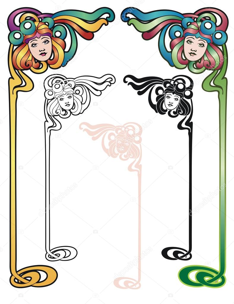 Art nouveau face border